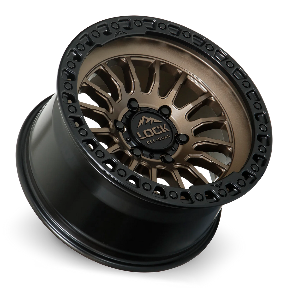 Set of Lock Off-Road Grit Matte Bronze with Matte Black Ring