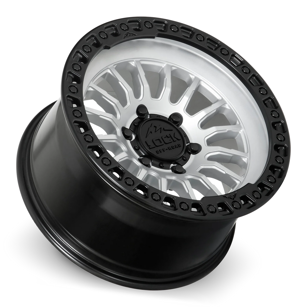 Set of Lock Off-Road Grit Matte Silver with Matte Black Ring