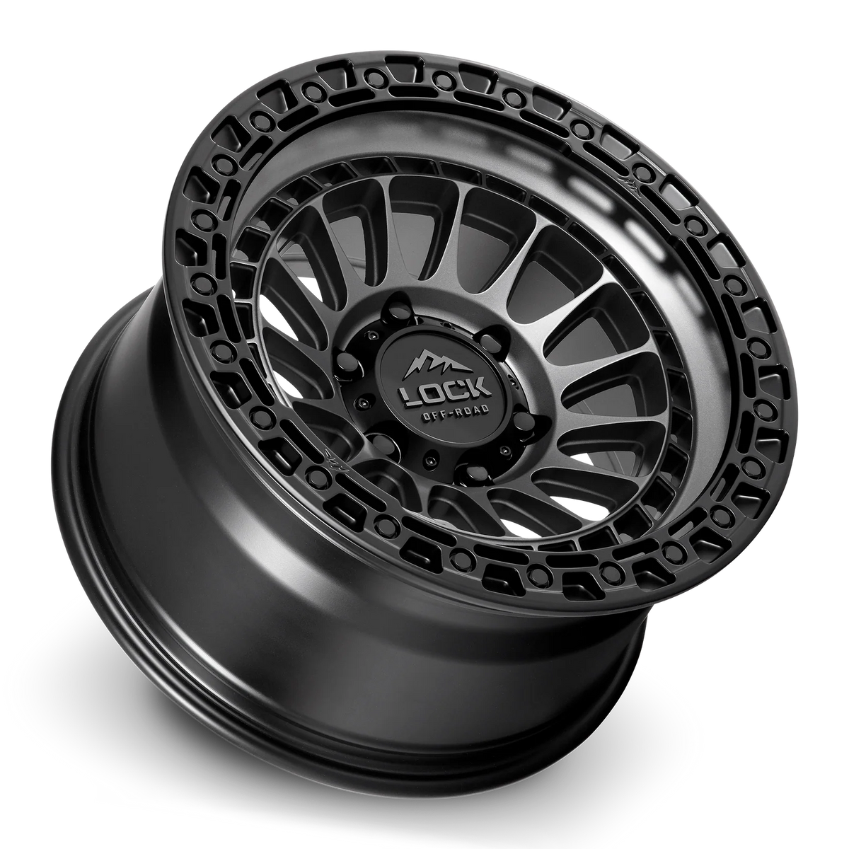 Set of Lock Off-Road Mojave Matte Grey with Matte Black Ring
