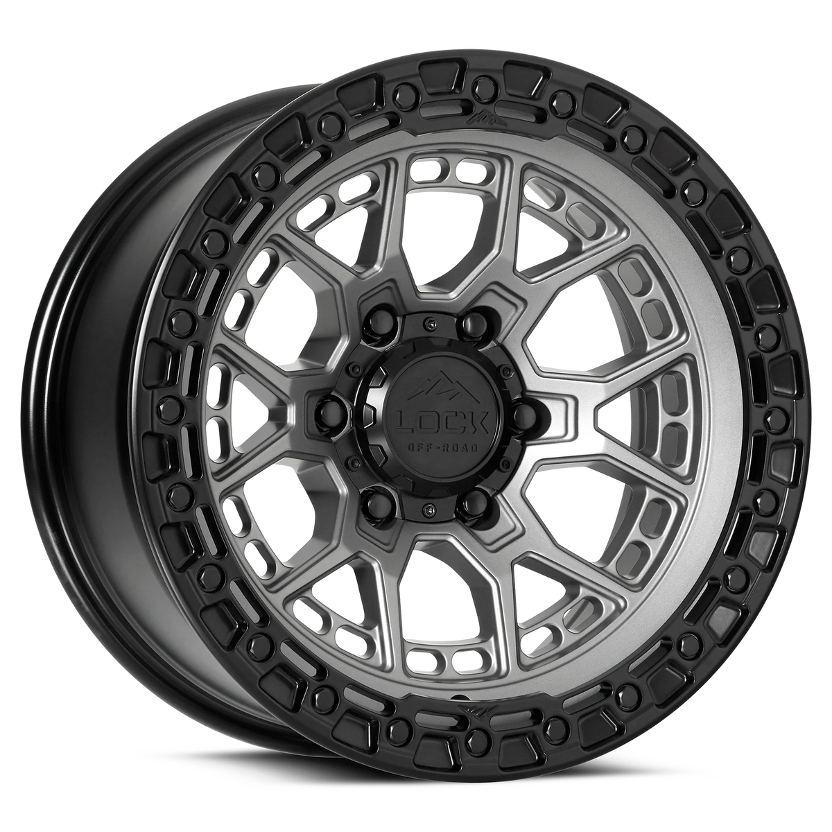 Set of Lock Off-Road Commando Matte Grey with Matte Black Ring