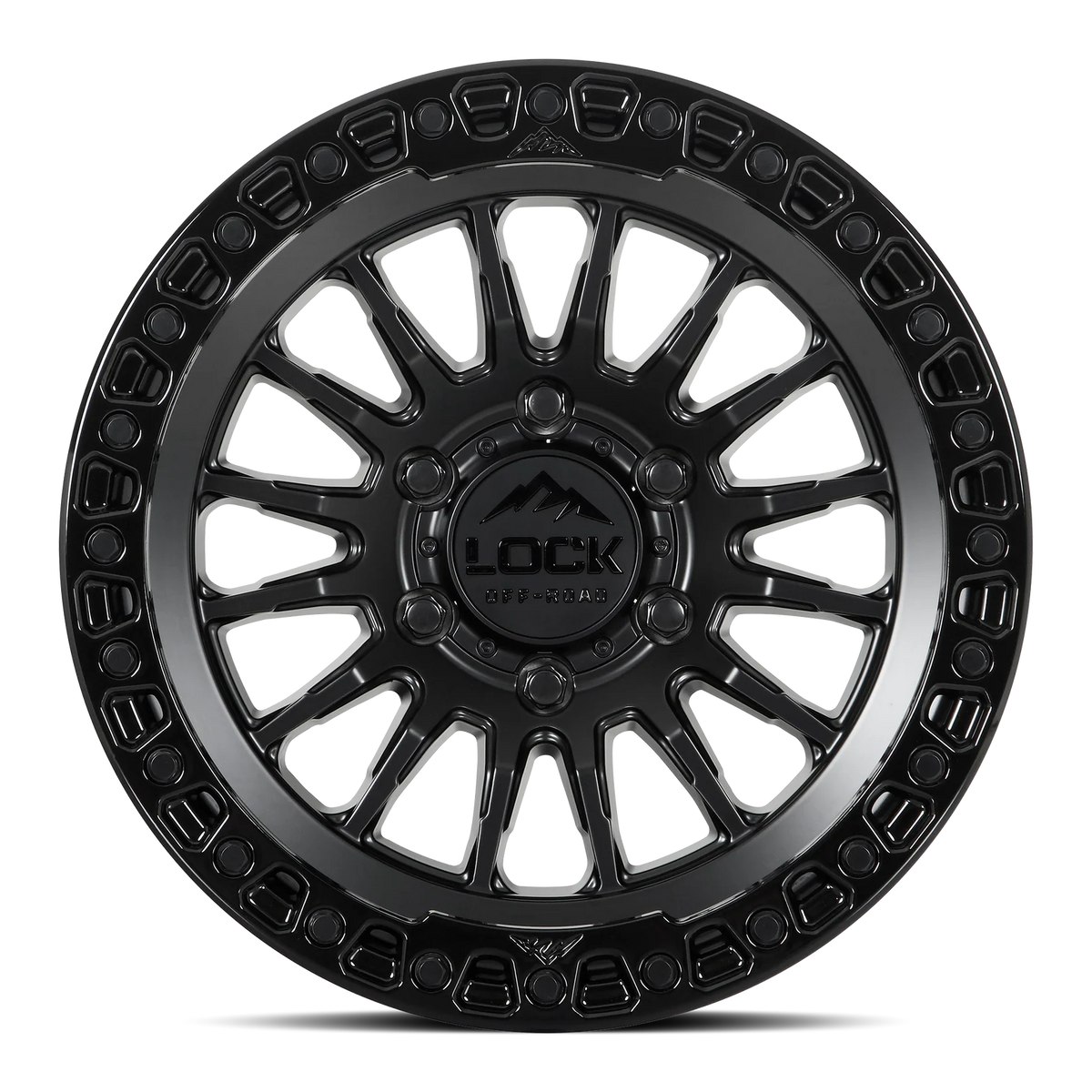 Set of Lock Off-Road Grit Matte Black with Gloss Black Ring