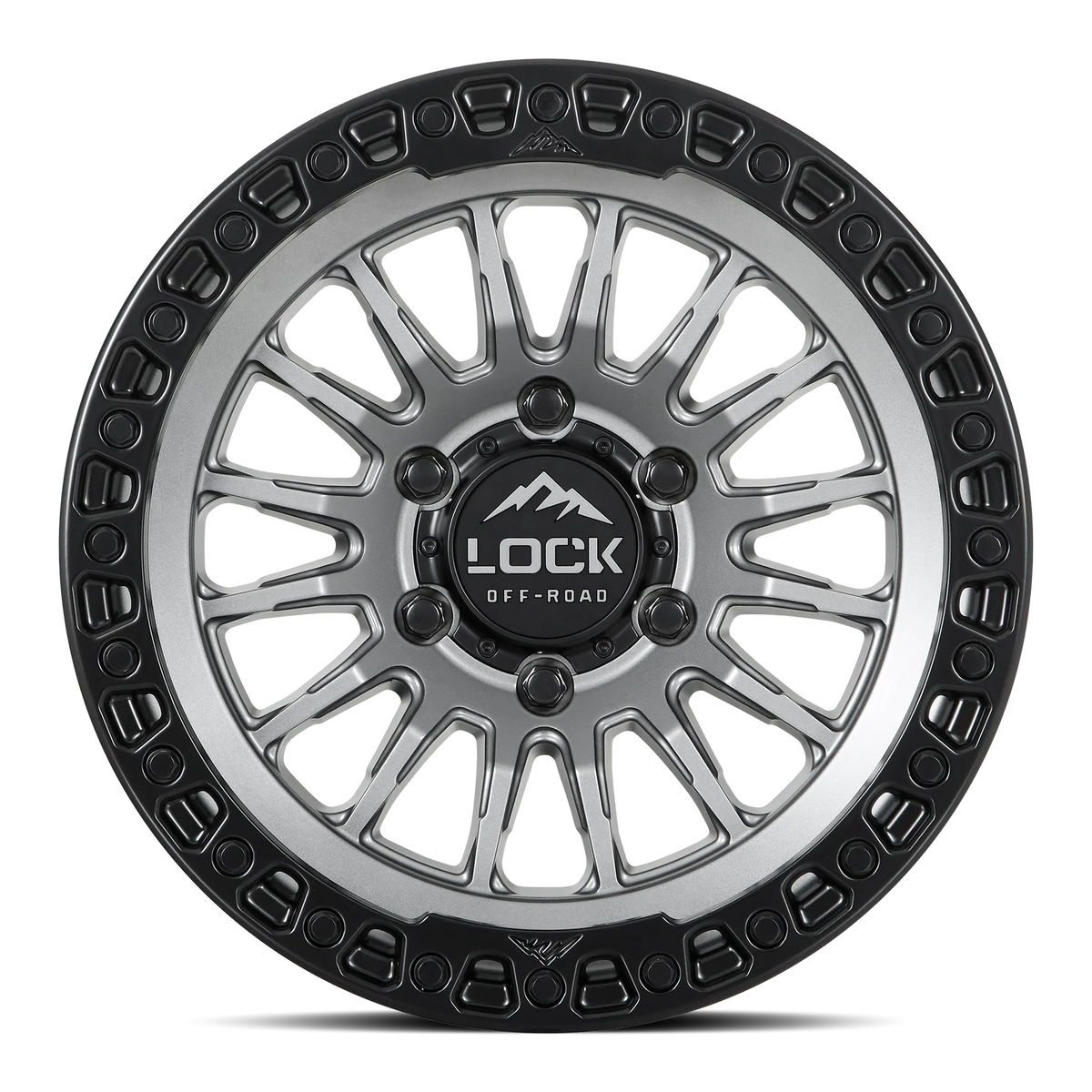 Set of Lock Off-Road Grit Matte Grey with Matte Black Ring