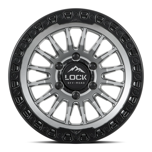 Set of Lock Off-Road Grit Matte Grey with Matte Black Ring