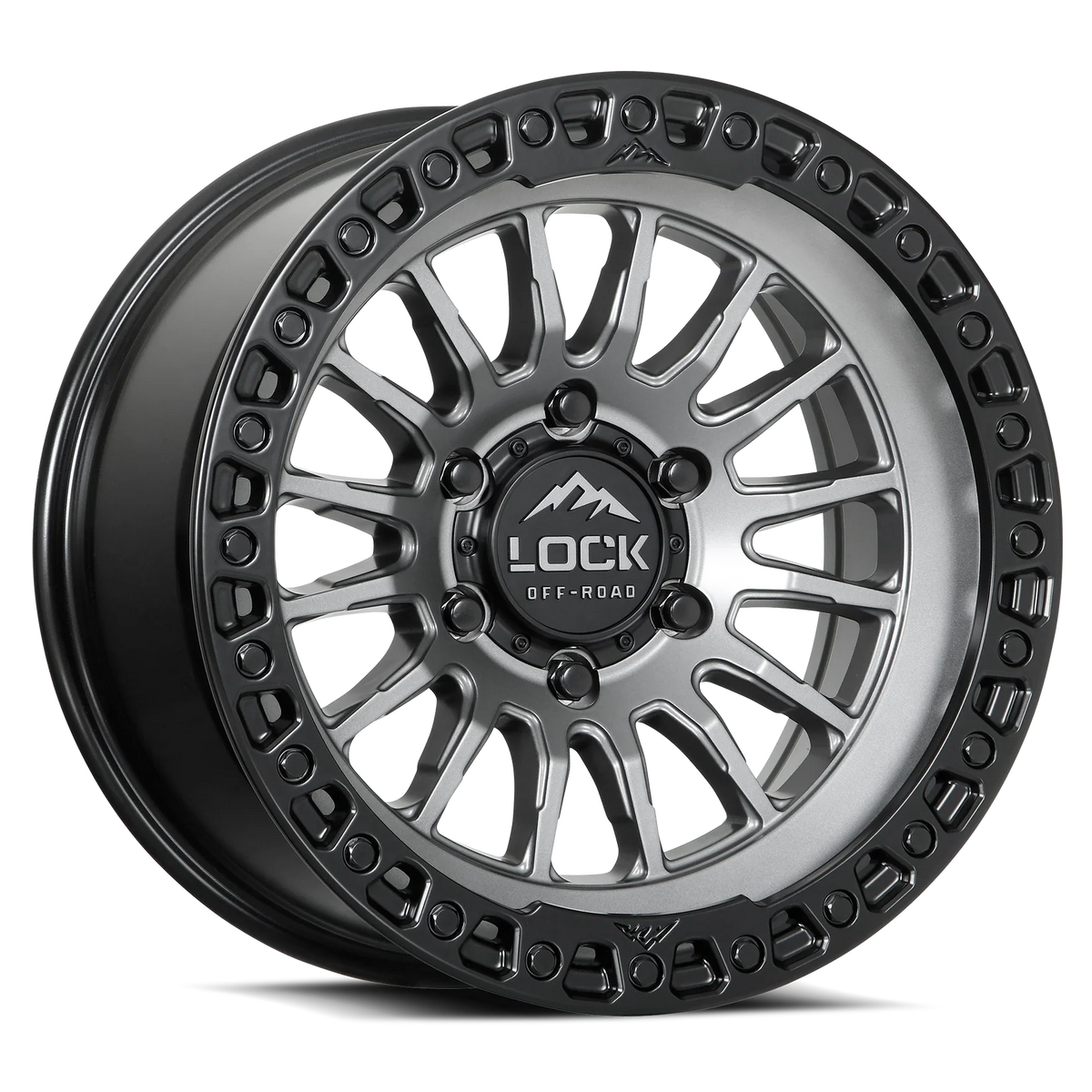 Set of Lock Off-Road Grit Matte Grey with Matte Black Ring