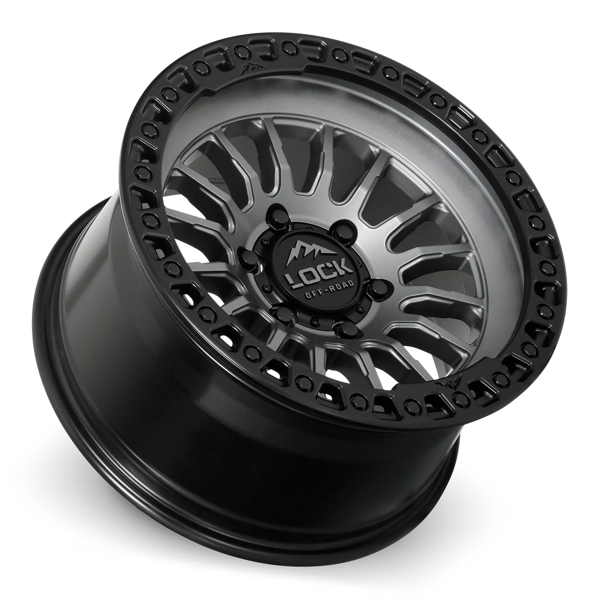 Set of Lock Off-Road Grit Matte Grey with Matte Black Ring