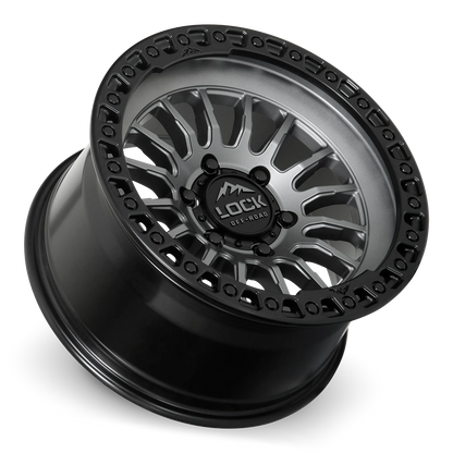 Set of Lock Off-Road Grit Matte Grey with Matte Black Ring
