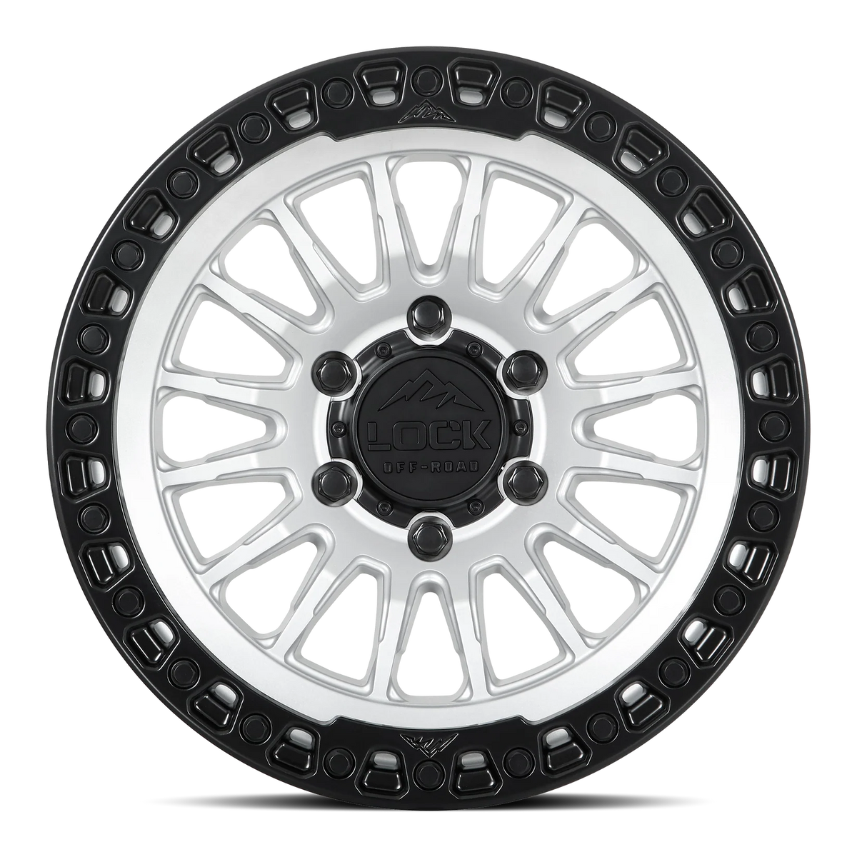 Set of Lock Off-Road Grit Matte Silver with Matte Black Ring