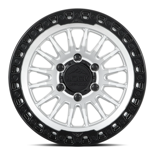 Set of Lock Off-Road Grit Matte Silver with Matte Black Ring