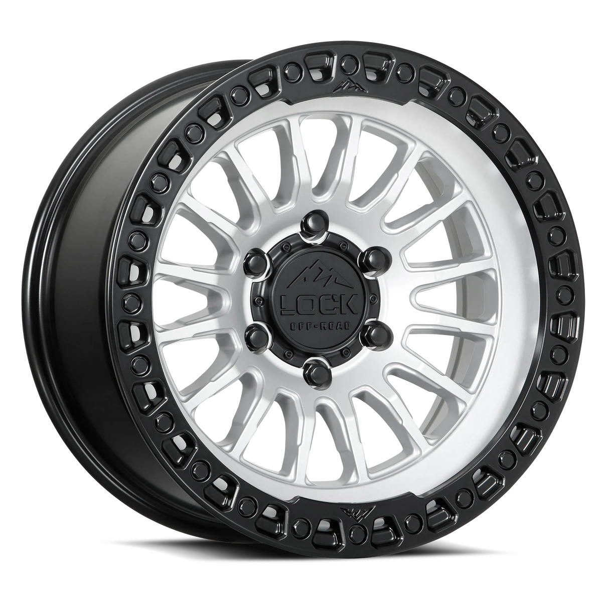 Set of Lock Off-Road Grit Matte Silver with Matte Black Ring
