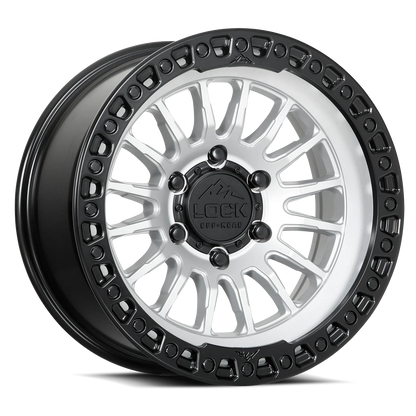 Set of Lock Off-Road Grit Matte Silver with Matte Black Ring