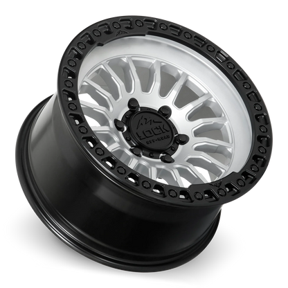 Set of Lock Off-Road Grit Matte Silver with Matte Black Ring