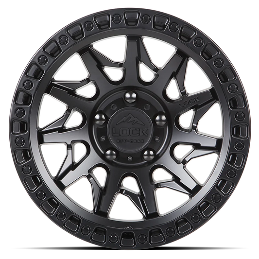 Set of Lock Off-Road Lunatic Matte Black with Matte Black Ring