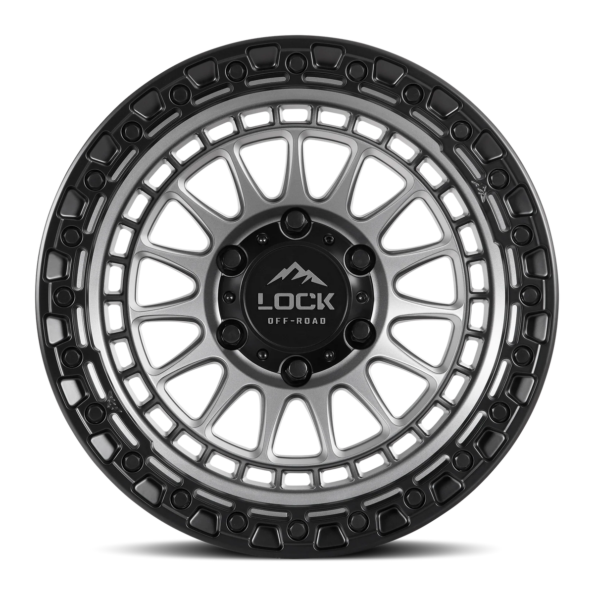 Set of Lock Off-Road Mojave Matte Grey with Matte Black Ring
