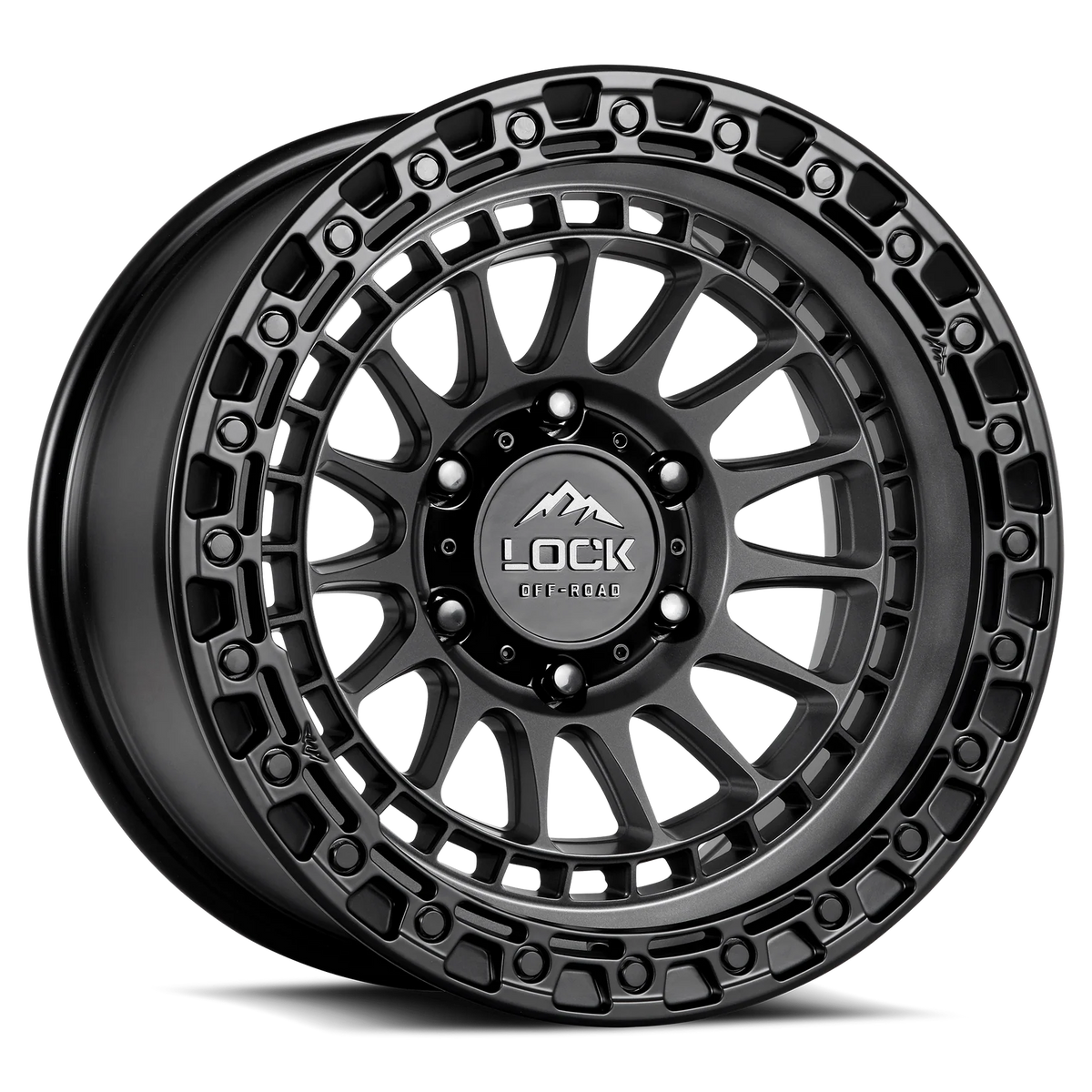 Set of Lock Off-Road Mojave Matte Grey with Matte Black Ring