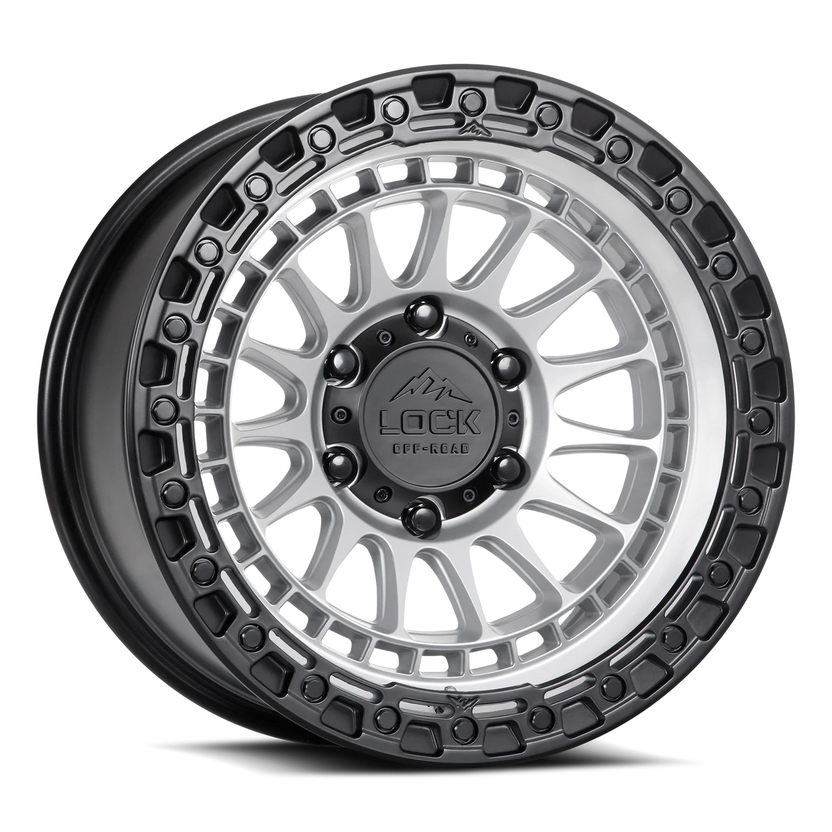 Set of Lock Off-Road Mojave Matte Silver with Matte Black Ring